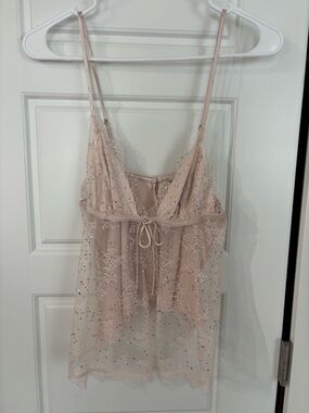 Victoria’s Secret Blush Pink Lace Lingerie Sleep Top